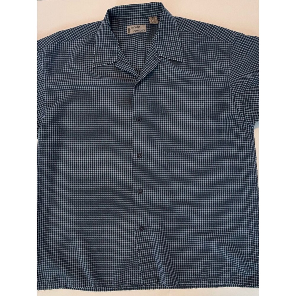 Pineapple Connection Men's Navy Check Button-Down Shirt-XL
